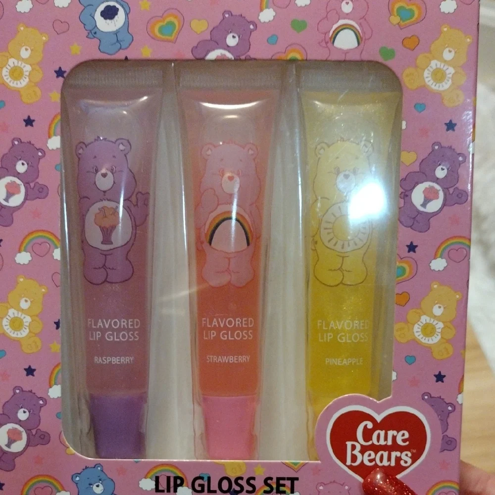 Care Bears Flavored Shimmer Lip Gloss Trio 💜 🩷 💛 🆕